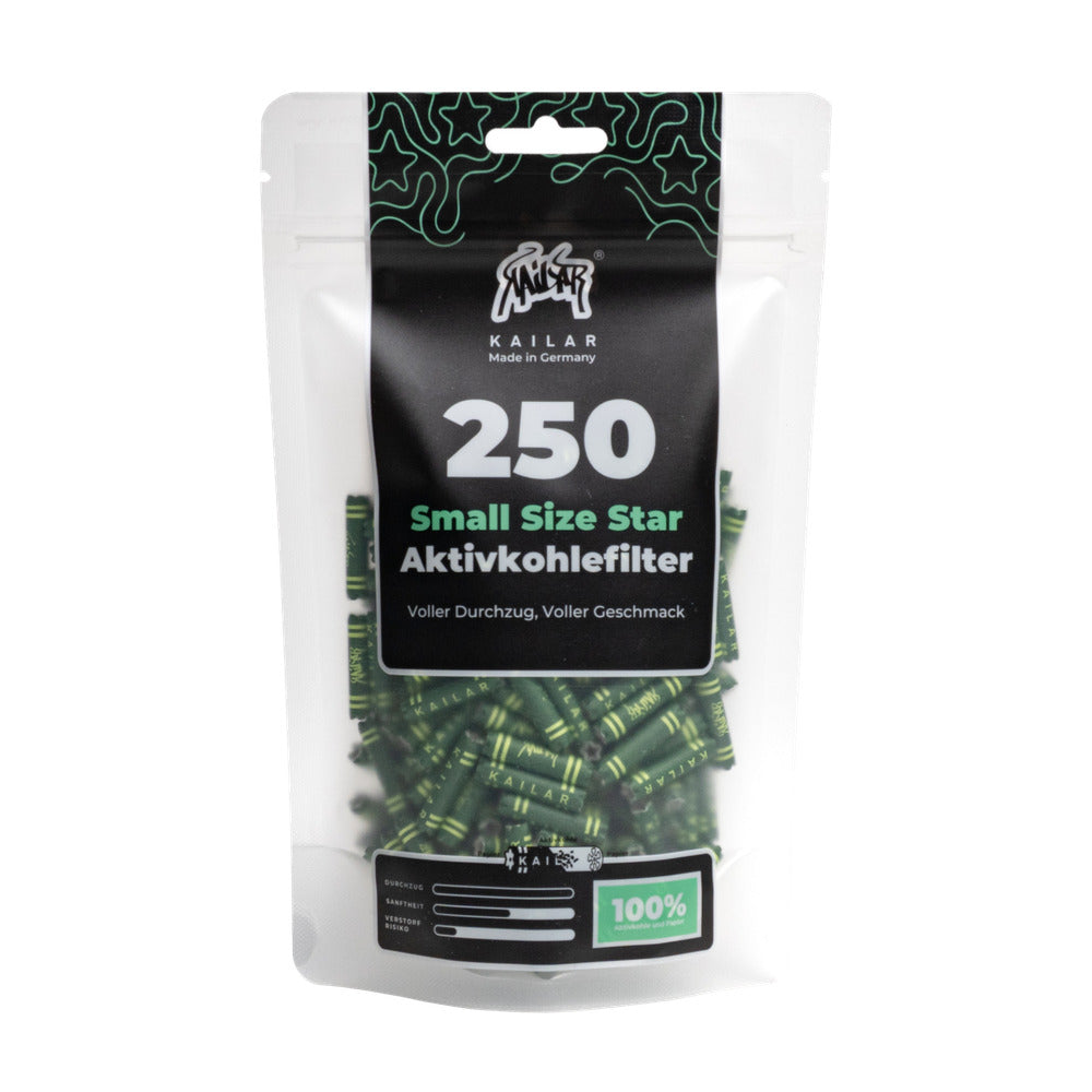 250 filtres à charbon actif en papier Small Size Star – verts