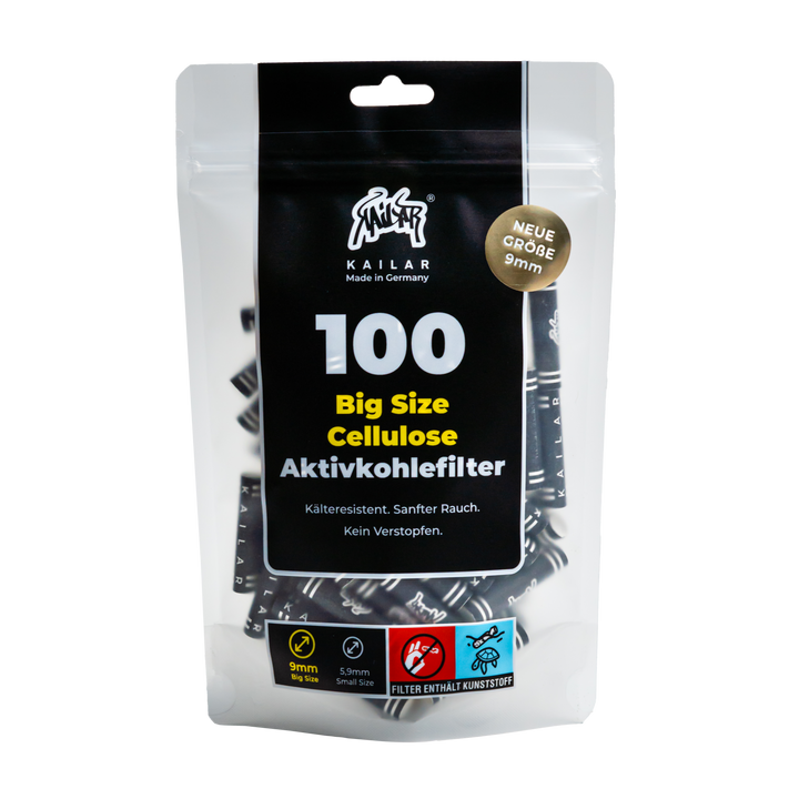 100er Doypack – Cellulose Aktivkohlefilter 9 mm