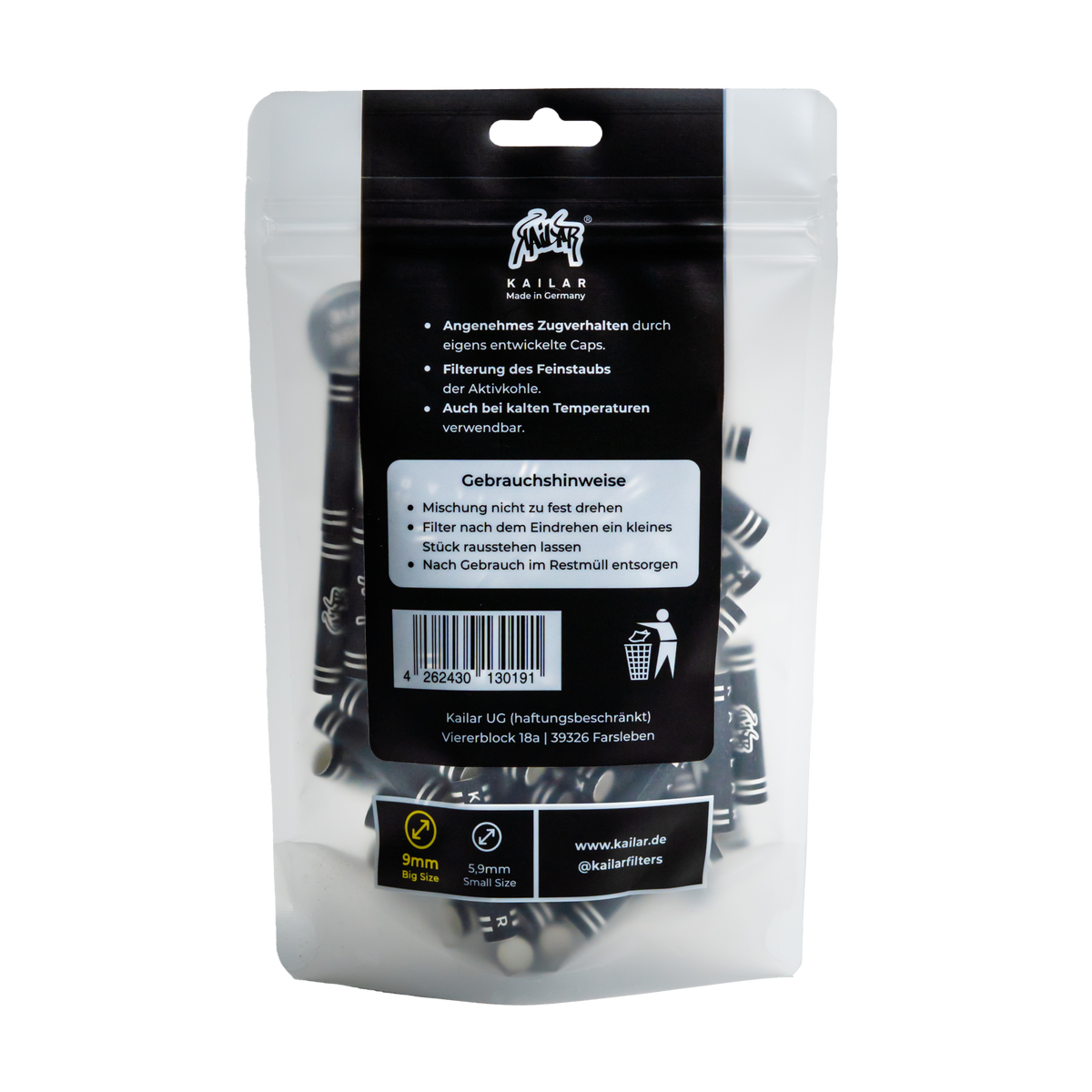 100 filtres à charbon actif Cellulose Soft BIG SIZE (9 mm)