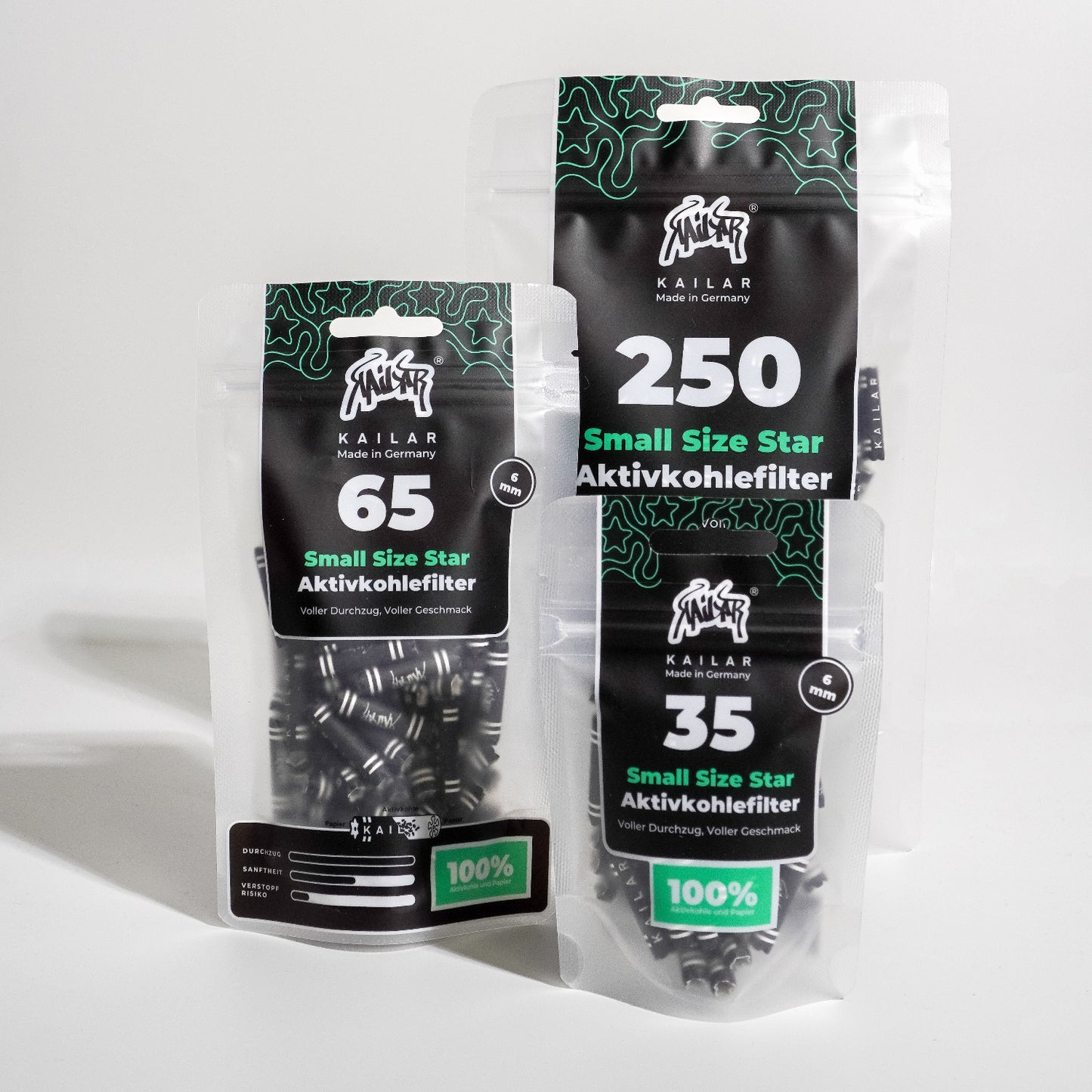 250 Small Size Star Papier Aktivkohlefilter