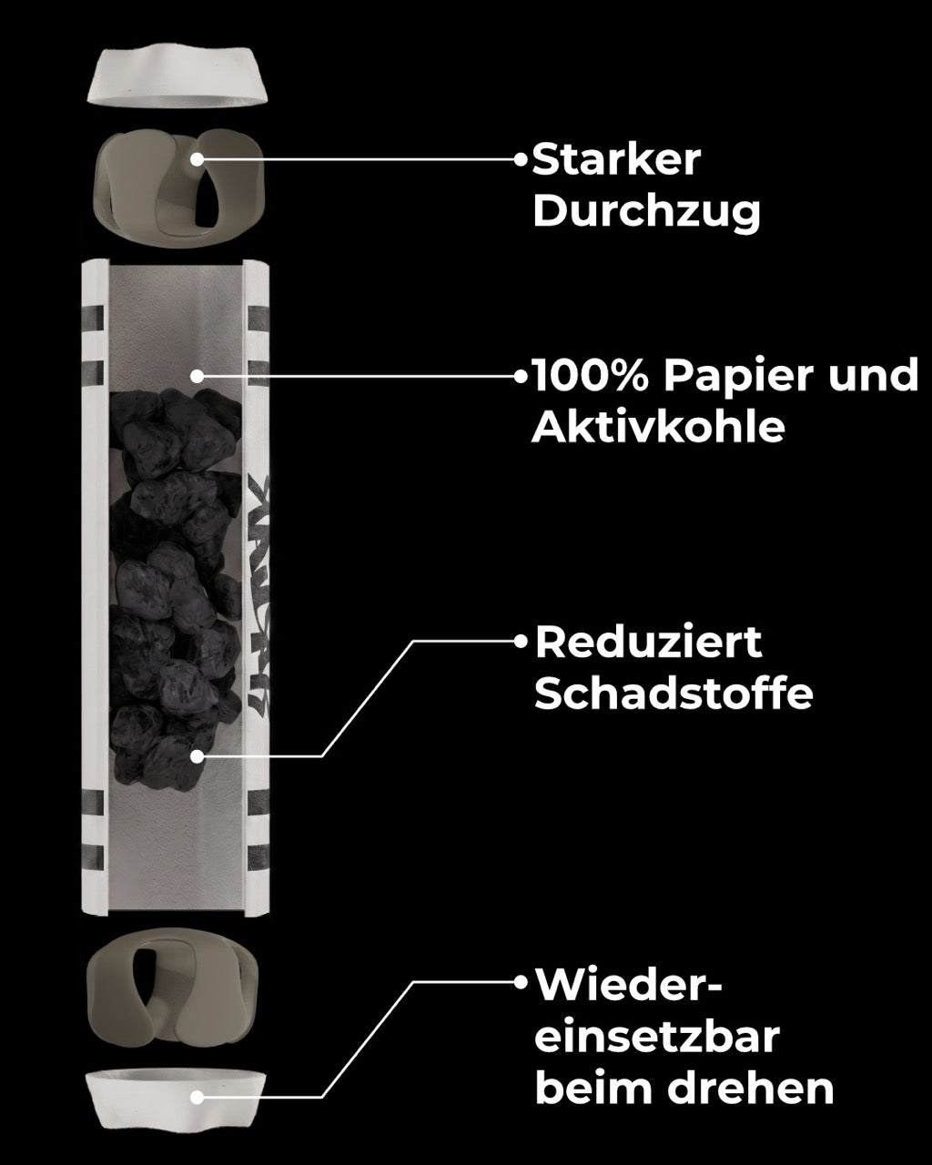 65 Small Size Star Papier Aktivkohlefilter