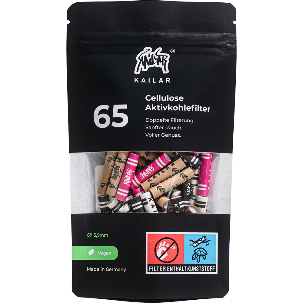 65 Cellulose Slim Aktivkohlefilter - Mixed