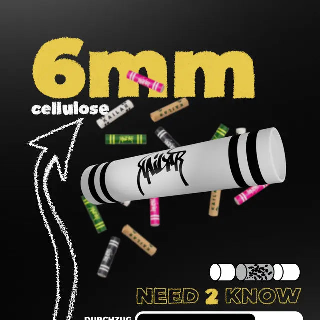 Infographie « 6mm Cellulose » avec filtre et paquets colorés